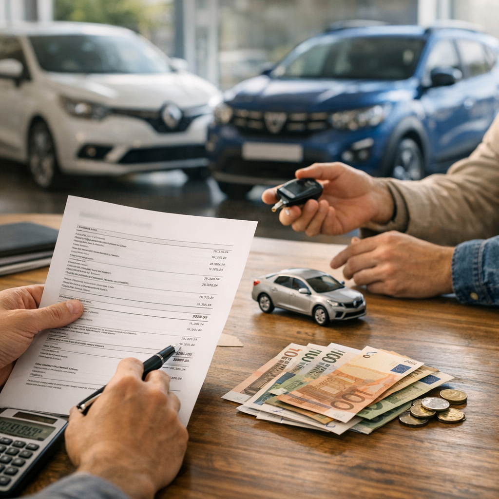Exemple chiffré : solde DIAC, reprise Renault/Dacia et nouvel apport