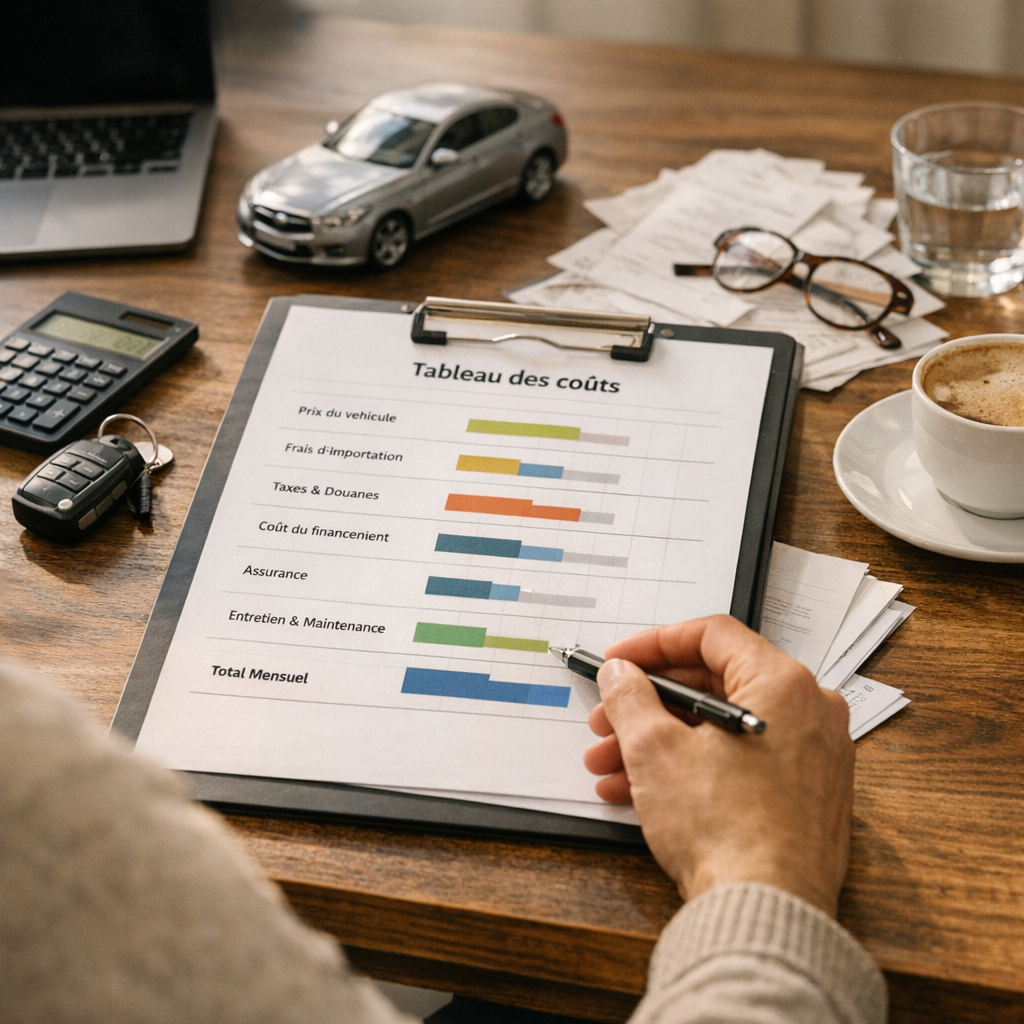 Budget réel : tableau des coûts d’un leasing voiture importée